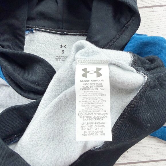 Under Armour Boys Hoodie Sweatshirt Blue Gray Black Fleece Pullover NWT 5 - Picture 2 of 3